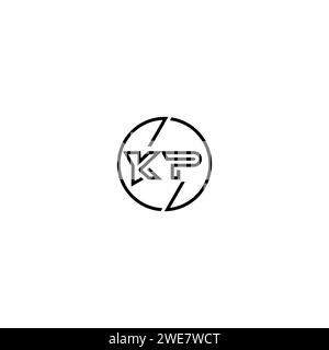 KP Simple Outline Concept Logo und Kreis des ursprünglichen Designs schwarz-weiß Hintergrund Stock Vektor