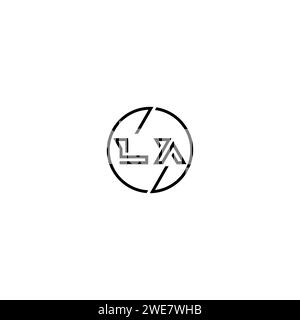 LA Simple Outline Concept Logo und Kreis des ursprünglichen Designs schwarz-weiß Hintergrund Stock Vektor