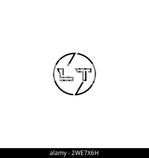 LT Simple Outline Concept Logo und Kreis des ursprünglichen Designs schwarz-weiß Hintergrund Stock Vektor