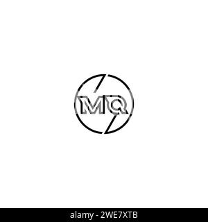 MQ Simple Outline Concept Logo und Kreis des ursprünglichen Designs schwarz-weiß Hintergrund Stock Vektor