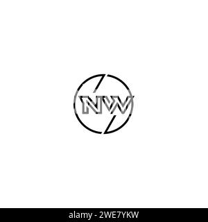 NW Simple Outline Concept Logo und Kreis des ursprünglichen Designs schwarz-weiß Hintergrund Stock Vektor