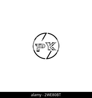 PK Simple Outline Concept Logo und Kreis des ursprünglichen Designs schwarz-weiß Hintergrund Stock Vektor
