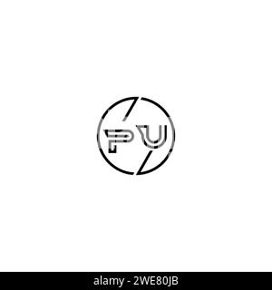 PU Simple Outline Concept Logo und Kreis des ursprünglichen Designs schwarz-weiß Hintergrund Stock Vektor
