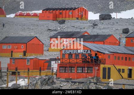 Argentinische Forschungsstation Esperanza Base in Hope Bay, Antarktis Stockfoto