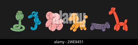 Verschiedene Ballontiere Sammlung Stock Vektor