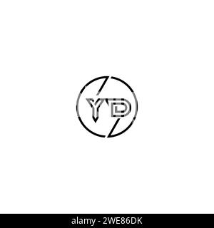 YD Simple Outline Concept Logo und Kreis des ursprünglichen Designs schwarz-weiß Hintergrund Stock Vektor