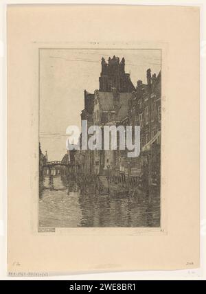 Häuser auf dem Voorstraatshaven in Dordrecht, Wijnand Otto Jan Nieuwenkamp, 1897 drucken Eine Reihe von Häusern auf dem Voorstraatshaven in Dordrecht. Im Hintergrund der Turm der Grote Kerk. Amsterdamer Papierätzkanäle, Gewässer (in der Stadt). Teile der Kirche außen und Nebengebäude: turm Voorstraatshaven. Große Kirche oder Our Lady Church Stockfoto