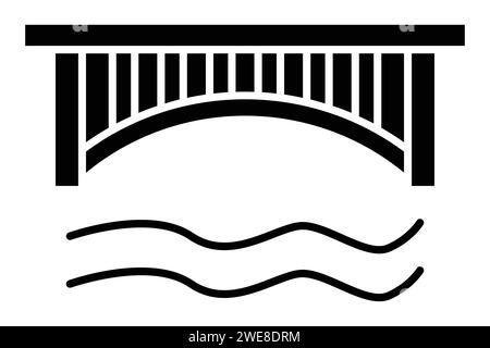 Bridge-Symbol. Symbol für Flussüberquerungen und Wege. Symbolstil durchgehend. Elementabbildung Stock Vektor