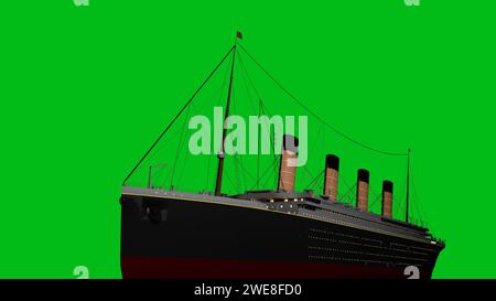 Altes riesiges Kreuzfahrtschiff segelt im Ozean 3D Illustration Stockfoto