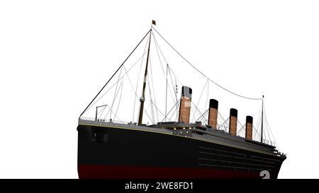 Altes riesiges Kreuzfahrtschiff segelt im Ozean 3D Illustration Stockfoto