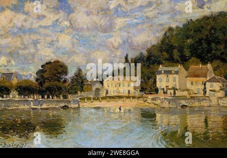 Alfred Sisley (1839-1899) - Baignade des chevaux à l'abreuvoir de Marly-le-ROI (Sisley - D 172) Stockfoto