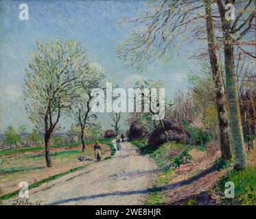 Alfred Sisley (1839–1899) - La Route de Veneux à Moret un jour de printemps Stockfoto
