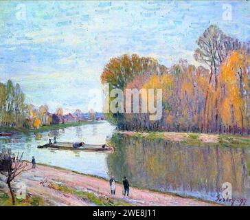Alfred Sisley (1839-1899) - Le Canal du Loing un matin de printemps 00001 Stockfoto