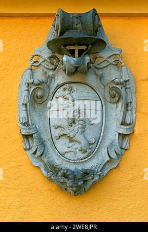 Schloss Hellbrunn, Hellbrunner Park, Eingang, Wappen Stockfoto