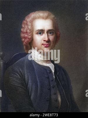 Jean Jacques Rousseau 1712-1778. Schweizer Philosoph. Aus dem Buch Galerie der Porträts, veröffentlicht 1833., historisch, digital restaurierte Reproduktion von einer Vorlage aus dem 19. Jahrhundert, Datum nicht angegeben Stockfoto
