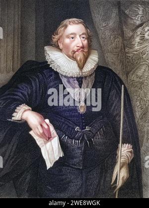 Richard Weston 1. Earl of Portland 1577-1634 englischer Staatsmann aus dem Buch Lodges britische Porträts, 1823. , Historisch, digital restaurierte Reproduktion von einer Vorlage aus dem 19. Jahrhundert, Datum nicht angegeben Stockfoto