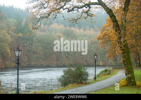 Fußweg entlang des Flusses Tay in der Nähe von Dunkeld Perth und Kinross, Schottland Stockfoto