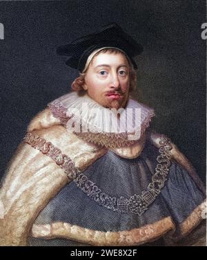 Sir Edward Coke 1552-1634. Britischer Jurist und Politiker. Aus dem Buch Galerie der Porträts, veröffentlicht 1833., historisch, digital restaurierte Reproduktion von einer Vorlage aus dem 19. Jahrhundert, Datum nicht angegeben Stockfoto