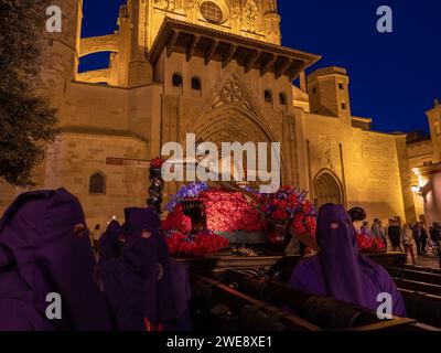 Christus der Hoffnung von Huesca. Karwoche Huesca. Christusgemeinde der ewigen Hilfe Stockfoto