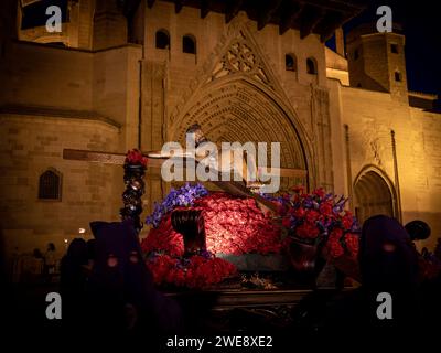 Christus der Hoffnung von Huesca. Karwoche Huesca. Christusgemeinde der ewigen Hilfe Stockfoto