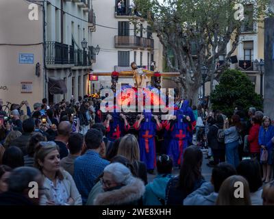 Christus der Hoffnung von Huesca. Karwoche Huesca. Christusgemeinde der ewigen Hilfe Stockfoto