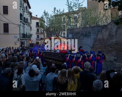 Christus der Hoffnung von Huesca. Karwoche Huesca. Christusgemeinde der ewigen Hilfe Stockfoto