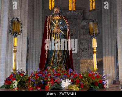 Christus der Zigeuner von Huesca. Karwoche in Huesca. Prozession des Heiligen Begräbnisses Stockfoto