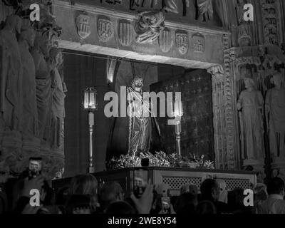 Christus der Zigeuner von Huesca. Karwoche in Huesca. Prozession des Heiligen Begräbnisses Stockfoto