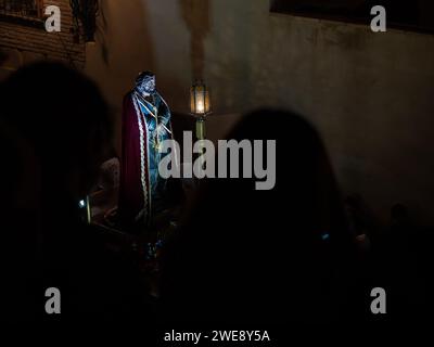 Christus der Zigeuner von Huesca. Karwoche in Huesca. Prozession des Heiligen Begräbnisses Stockfoto