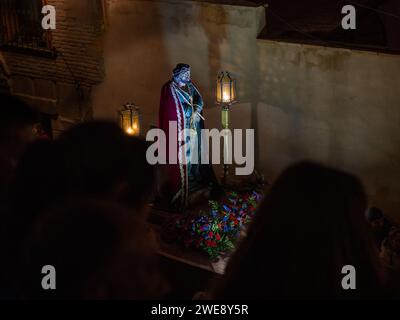 Christus der Zigeuner von Huesca. Karwoche in Huesca. Prozession des Heiligen Begräbnisses Stockfoto