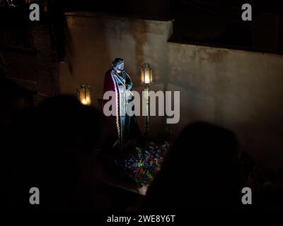 Christus der Zigeuner von Huesca. Karwoche in Huesca. Prozession des Heiligen Begräbnisses Stockfoto