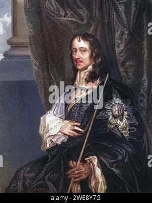 Thomas Wriothesley 4. Graf von Southampton. Baron Wriothesley aus Titchfield, 1607-1667. Englischer Staatsmann, Unterstützer sowohl von Karl I. als auch von Karl II Von England. Aus dem Buch Lodges British Portraits, erschienen 1823., Historisch, digital restaurierte Reproduktion von einer Vorlage aus dem 19. Jahrhundert, Datum nicht angegeben Stockfoto