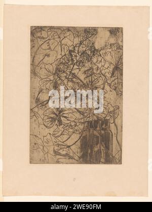 Blumenvase, Floris Verster, 1889 Druckpapier Ätzen / Trockenspitzen Blüten in einer Vase Stockfoto