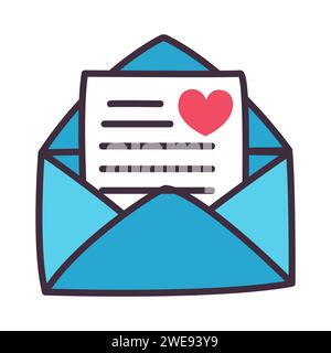 Traditionelle Dekoration am Valentinstag. Illustrationen im Cartoon-Stil. Liebesbotschaft. Umschlag mit Pilze. Stock Vektor