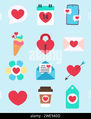 Bündel von Valentinstag Set Vektor Illustration Design. Stock Vektor