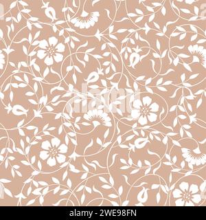Ein nahtloser Vektorhintergrund. Beige und weiße Textur. Blumenschmuck. Grafisches Vektormuster Stock Vektor