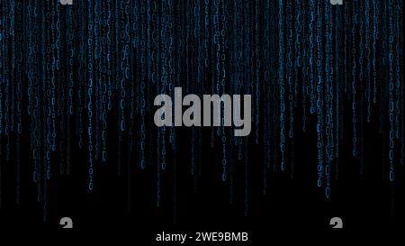 Hacker-Hintergrund mit binnärem Bit ein Null blauer Fall Stockfoto