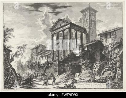 Tempel Van Hercules Te Cori, Giovanni Battista Piranesi, 1748 - 1778 Print Blick auf die Ruinen des Tempels des Herkules in Cori (Latium). Titel unten rechts. Rom Papierätztempel, Schrein  römische Religion. Ruine eines Gebäudes  Architektur. Landschaft mit Ruinen Tempel des Herkules. Cori Stockfoto