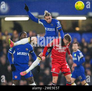 23. Januar 2024: Chelsea gegen Middlesbrough – Halbfinale des EFL Cup – Stamford Bridge. Chelsea's Mykhailo Mudryk in Aktion. Bild : Mark Pain / Alamy Live News Stockfoto