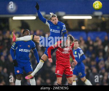 23. Januar 2024: Chelsea gegen Middlesbrough – Halbfinale des EFL Cup – Stamford Bridge. Chelsea's Mykhailo Mudryk in Aktion. Bild : Mark Pain / Alamy Live News Stockfoto