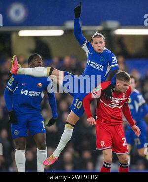23. Januar 2024: Chelsea gegen Middlesbrough – Halbfinale des EFL Cup – Stamford Bridge. Chelsea's Mykhailo Mudryk in Aktion. Bild : Mark Pain / Alamy Live News Stockfoto