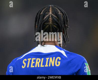 23. Januar 2024: Chelsea gegen Middlesbrough – Halbfinale des EFL Cup – Stamford Bridge. Chelsea's Raheem Sterling in Aktion. Bild : Mark Pain / Alamy Live News Stockfoto