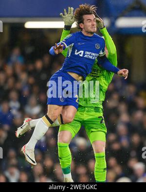 23. Januar 2024: Chelsea gegen Middlesbrough – Halbfinale des EFL Cup – Stamford Bridge. Chelsea's Ben Chilwell in Aktion. Bild : Mark Pain / Alamy Live News Stockfoto