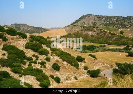 Landschaft in der Nähe von Aliano und Craco, in der Provinz Matera, Basilicata, Italien Stockfoto