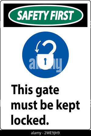 Sicherheitsschild, Tor Muss Verriegelt Bleiben Stock Vektor