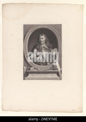 PortraT van Louis Lerambert, Johann Gotthard Müller, nach Alexis Simon Belle, 1776 Druck Text auf Französisch auf dem Sockel. Papierstich historischer Personen. Porträt, Selbstporträt des Bildhauers Stockfoto