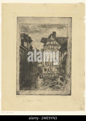 Von der Rue Géricault in Rouen, Camille Jacob Pissarro, 1896 Druck de Rue Géricault, eine enge Straße im alten Zentrum von Rouen, mit Fachwerkhäusern. Rouen Papier Ätzen / Trockenpunkt Straße Rouen Stockfoto