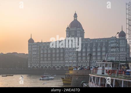 Mumbai, Maharashtra, Indien, Taj Hotel Mumbai bei Sonnenuntergang, nur Editorial. Stockfoto