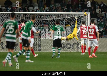 Leiria, Portugal. Januar 2024. Leiria, 23/2024 - Fußball, Finale Four Allianz CUP 2023/24: Das Leiria Municipal Stadium war Austragungsort des ersten Halbfinalspiels zwischen SC Braga und Sporting CP. Matheus Magalhães. (Nuno Brites/Global Imagens) Credit: Atlantico Press/Alamy Live News Stockfoto