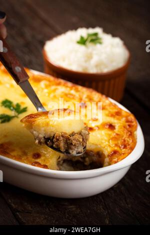 Shepherd's Pie (escondidinho). Typisch brasilianisches Essen. Stockfoto